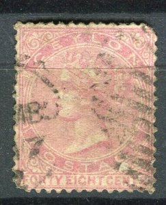 CEYLON; 1872-80 early classic QV Crown CC issue used 48c. value