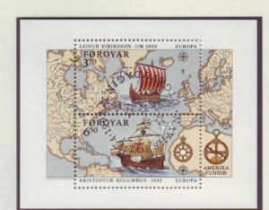 Faroe Islands Sc 2381992 Europa Columbus stamp sheet used
