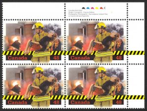 Canada Sc# 1986 MNH PB UR 2003 48c Firefighter carrying victim