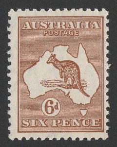 AUSTRALIA 1929 Kangaroo 6d small multi wmk. MNH **. ACSC 22A cat $100.