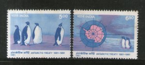 India 1991 Antarctic Treaty Penguin Map Sc 1361-62 MNH # 2991