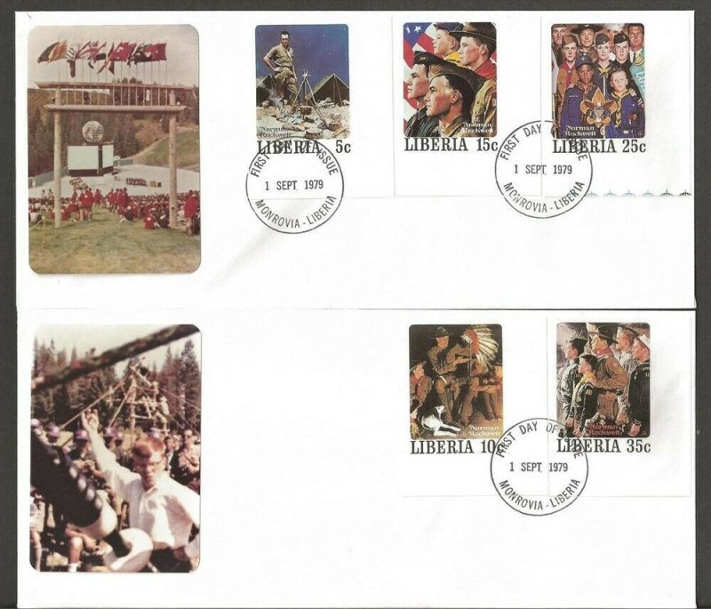 1979 Liberia Rockwell Imperforate Boy Scout set 50 on 20 FDC