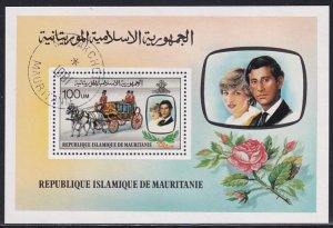 Mauritania 1981 Sc 483 Royal Wedding Charles Diana Coach Horses Stamp SS CTO NH
