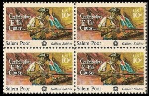 1975 Salem Poor Black Heritage Block of 4 10c Postage Stamps, Sc# 1560, MNH, OG