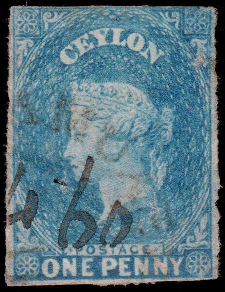 Ceylon Scott 3 (1857) Used F, CV $47.50 C