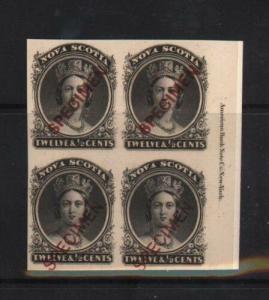 Nova Scotia #13Pi #13Pii XF Mint Proof Imprint Block