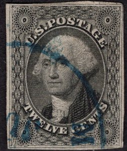 US #17 Very Fine/Used. Pretty blue town cancel. w/PSAG Cert.