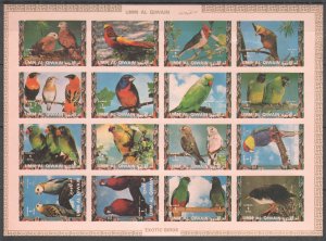 O0594 Imperf Umm-Al-Qiwain Fauna Exotic Birds Parrots 1Sh Mnh