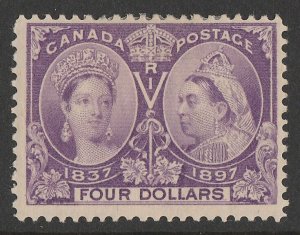 CANADA 1897 QV Jubilee $4 violet. Unitrade 64 cat C$2000.