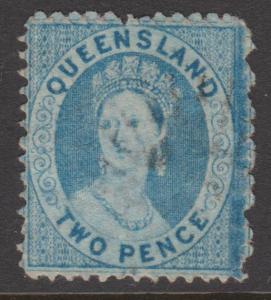 Queensland 1868 Chalon 2d Blue Scott#26 Used