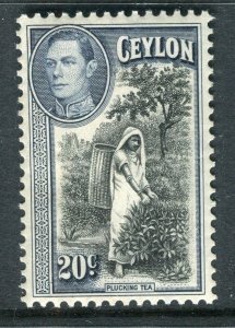 CEYLON; 1938 early GVI Pictorial issue fine Mint hinged Shade of 20c. value