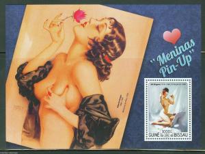 GUINEA BISSAU  2015  PIN-UP ART  SOUVENIR SHEET  BY VARGAS & ELVGREEN  FDC