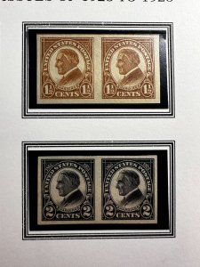 US Scott #575, 576, 577, 611 Imperforate pairs on White Ace Sheet