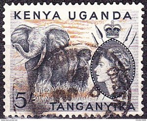 KENYA UGANDA TANGANYIKA QEII 1954 5/- Black & Orange SG178 Used