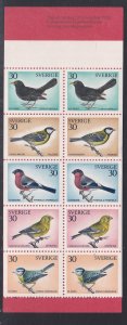 Sweden #877a, Birds,  Complete Booklet, NH, 1/2 Cat.