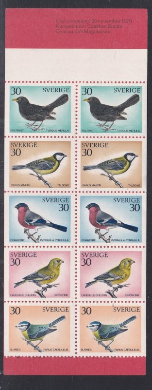 Sweden #877a, Birds,  Complete Booklet, NH, 1/2 Cat.