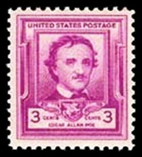 1949 Edgar Allan Poe 3 cents US Postage Stamp Scott #986  MINT