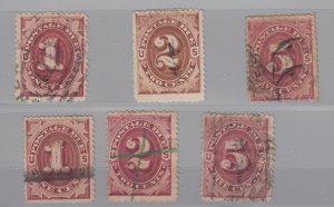 USA Postage Due Unchecked Collection Of 6 Fine Used BP7436