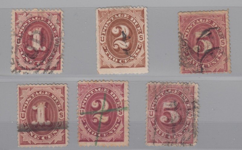 USA Postage Due Unchecked Collection Of 6 Fine Used BP7436