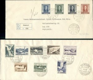 EARLY ICELAND FDC'S, 5 DIFFERENT, VF