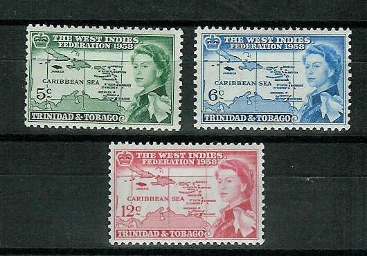 Trinidad & Tobago Scott #86-88 \West Indies Fed.\ F/VF MNH