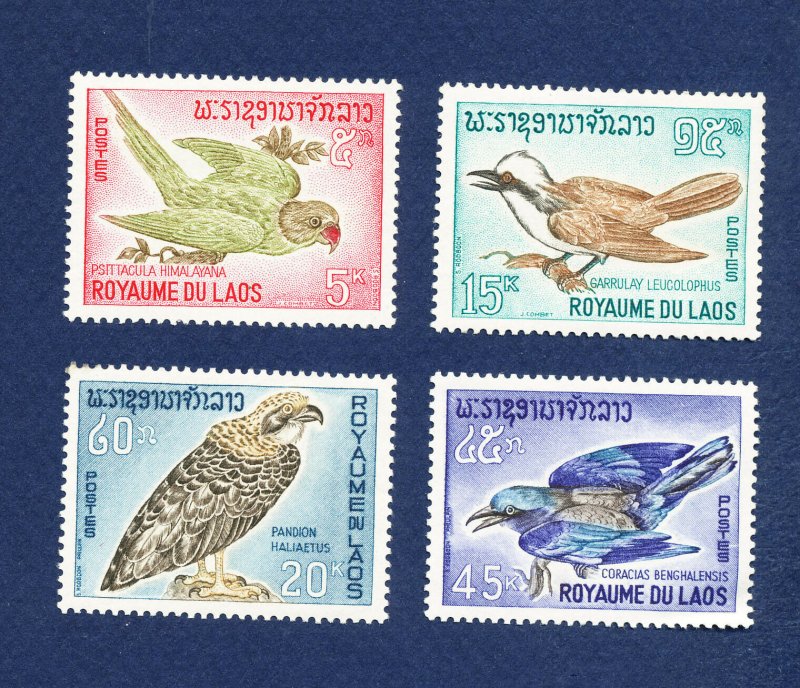 LAOS -  122-125  - FVF MNH - BIRDS - 1966