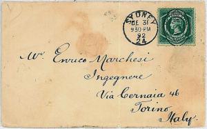 NEW SOUTH WALES -  POSTAL HISTORY:  COVER to ITALY w/arrival cancel 1892