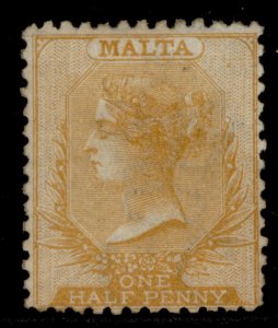 MALTA QV SG15, ½d yellow orange, M MINT. Cat £400.