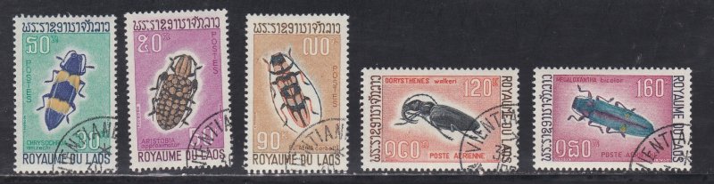 Laos # 171-173, C54-55, Beetles, Used Set, 1/2 Cat.