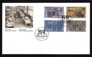 Canada-Sc#1348a -stamps on FDC-WWII-50th Anniversary-1991-