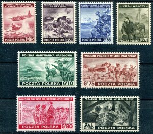 POLAND SCARCE ISSUE IN EXILE DURING WW2 SCOTT 3K9-3K16 PERFECT MNH