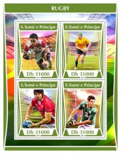 St Thomas - 2017 Rugby on Stamps - 4 Stamp Sheet - ST17306a