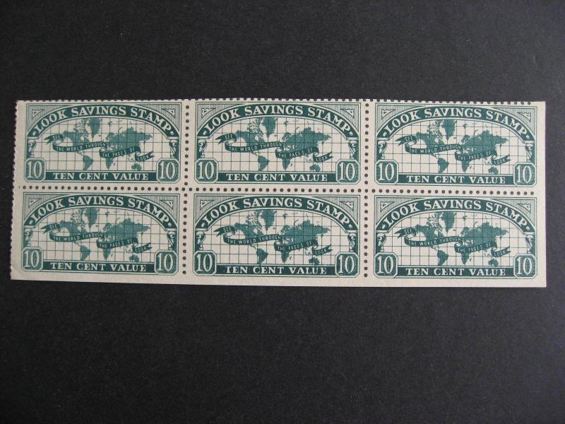 USA Look Savings Stamp MNG block of 6 (simulated perfs printed front and back)