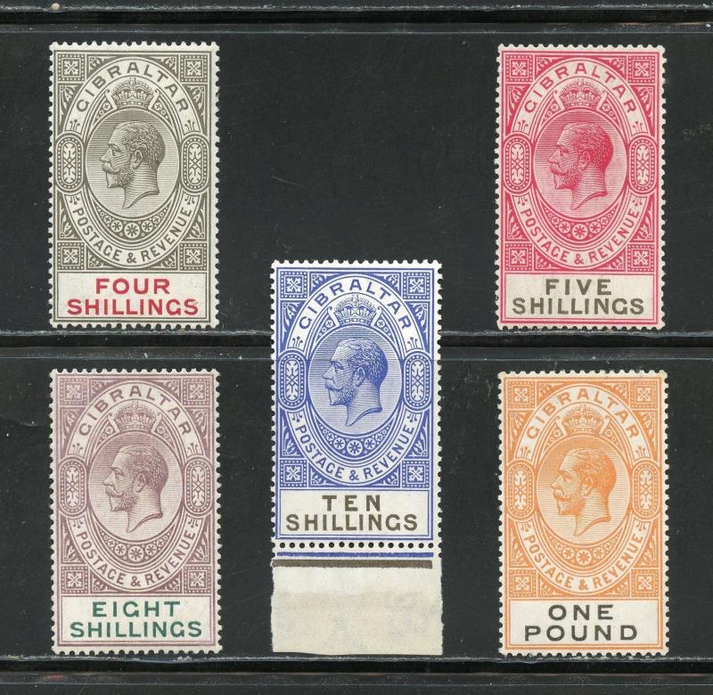 GIBRALTAR  GEO V  SCOTT#88/92, GIBBONS#100 101 105/07  MINT LH 10/  IS NH