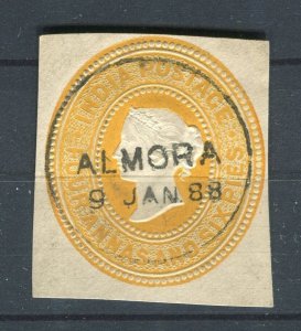 INDIA; 1880s classic QV 4a. 6p. fine POSTMARK Stationary Piece, Almora