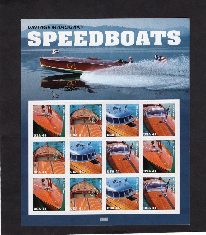 4160-4163 Vintage Wood Boats, MNH sheet/12