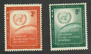 United Nations-New York;  Scott 55-56; 1957; Unused; NH; Complete Set