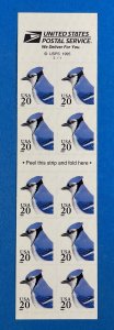 Scott 3048a BLUEJAY Booklet Pane of 10 US 20¢ Stamps MNH 1996