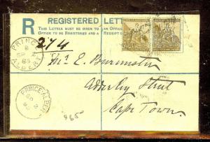 CAPE OF GOOD HOPE (P1404B) 1885 RLE UPRATED 2DX2 PRINCE ALBERT TO  CAPETOWN