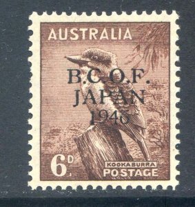 Australia 6d Purple Brown SGJ4 Mounted Mint BCOF Japan 1946 Overprint
