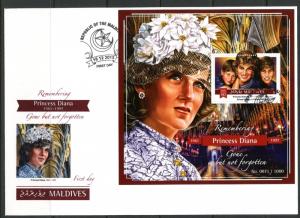 MALDIVES 2015 REMEMBERING PRINCESS DIANA  SOUVENIR SHEET    FDC