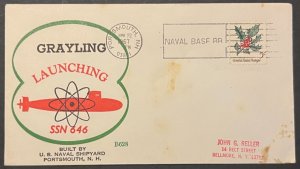 USS GRAYLING SSN-646 LAUNCHING JUN 1967 PORTSMOUTH NH NAVY CACHET