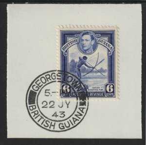 Br GUIANA 1938 KG6  6c on piece with MADAME JOSEPH  POSTMARK