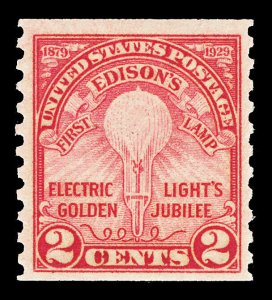 Scott 656 1929 2c Carmine Rose Edison Coil Issue Mint F-VF OG NH Cat $20