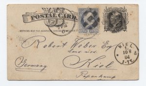 1884 Toledo Ohio to Germany postal card uprated 1ct banknote [y8917]