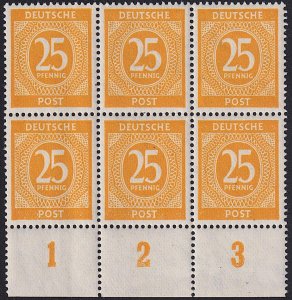 Germany - 1946 - Scott #546 - MNH block of 6 - Numeral - with counters