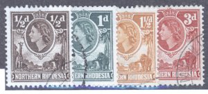 Northern Rhodesia, Scott #61-63_65, Used