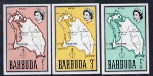 Barbuda 1968 Maps - Imperf proofs of three different valu...