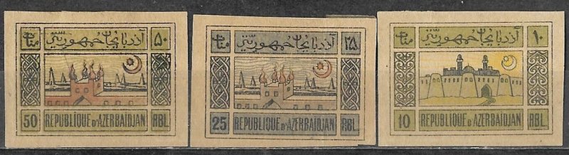 Azerbaijan 1919 Stamps National Symbols White Paper Mint 