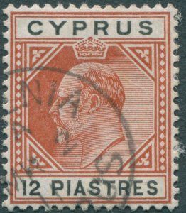 Cyprus 1906 12 pi chestnut & black SG69 used